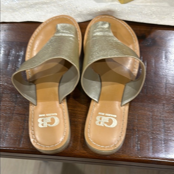 Gianni Bini Women's Gold Slide Sandals - Picture 2 of 5